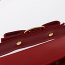 Salvatore Ferragamo Vala Hand Bag Leather 2way Red Gold Auth 162854-14