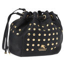 BURBERRY Blue Label Shoulder Bag Leather Black Gold Auth 162856-1