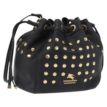 BURBERRY Blue Label Shoulder Bag Leather Black Gold Auth 162856