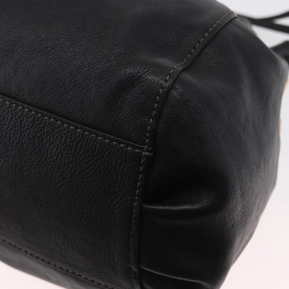 BURBERRY Blue Label Shoulder Bag Leather Black Gold Auth 162856