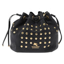 BURBERRY Blue Label Shoulder Bag Leather Black Gold Auth 162856-13
