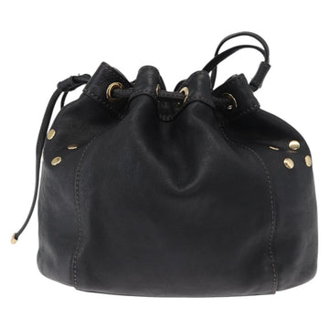 BURBERRY Blue Label Shoulder Bag Leather Black Gold Auth 162856 - 0