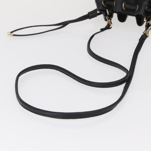BURBERRY Blue Label Shoulder Bag Leather Black Gold Auth 162856