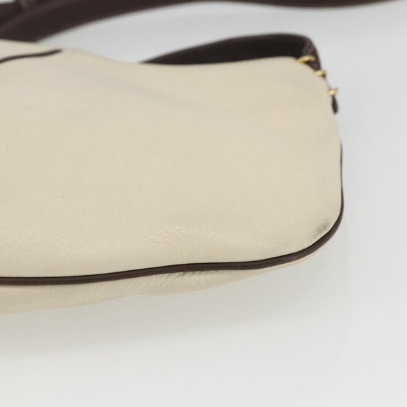 LOEWE Shoulder Bag Leather White Gold Auth 162858