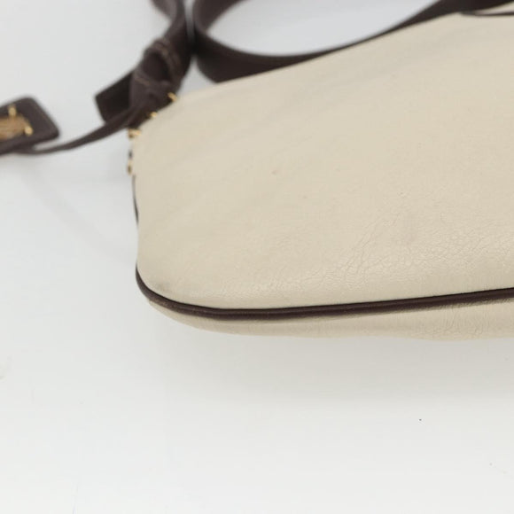 LOEWE Umhängetasche Leder Weiß Gold Auth 162858