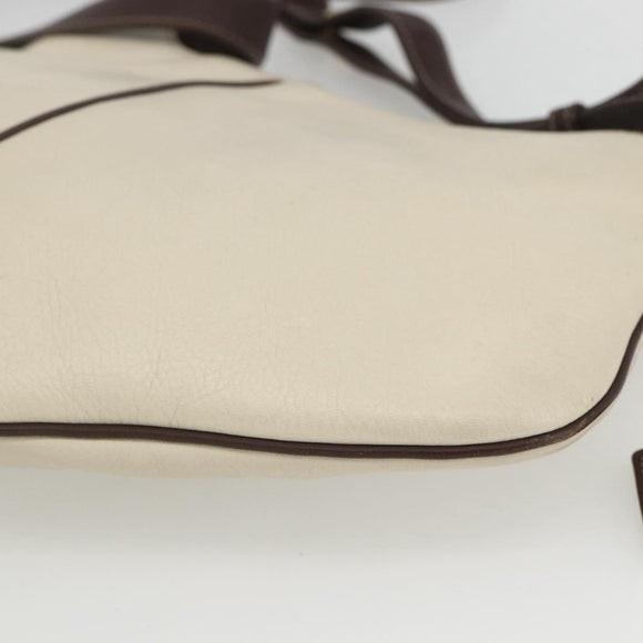 LOEWE Shoulder Bag Leather White Gold Auth 162858