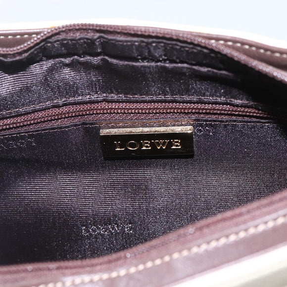 LOEWE Shoulder Bag Leather White Gold Auth 162858