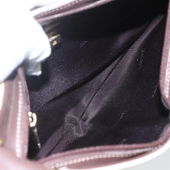 LOEWE Shoulder Bag Leather White Gold Auth 162858