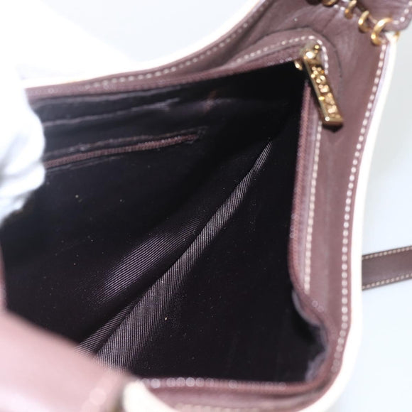 LOEWE Umhängetasche Leder Weiß Gold Auth 162858