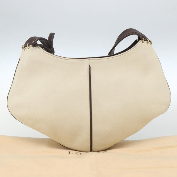 LOEWE Umhängetasche Leder Weiß Gold Auth 162858