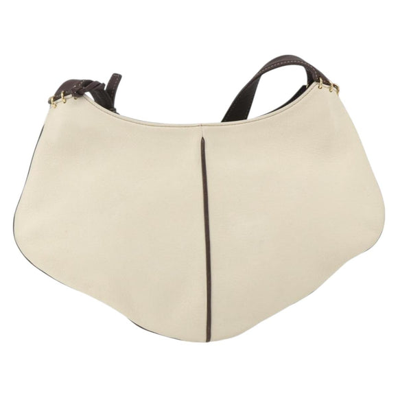 LOEWE Umhängetasche Leder Weiß Gold Auth 162858