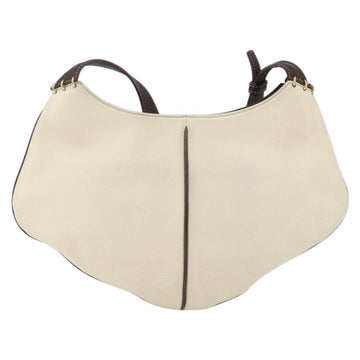 LOEWE Shoulder Bag Leather White Gold Auth 162858 - 0