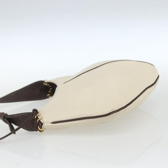 LOEWE Shoulder Bag Leather White Gold Auth 162858