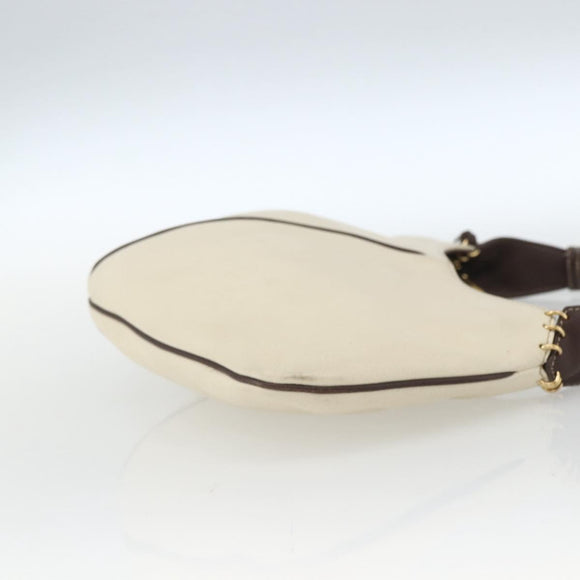 LOEWE Shoulder Bag Leather White Gold Auth 162858