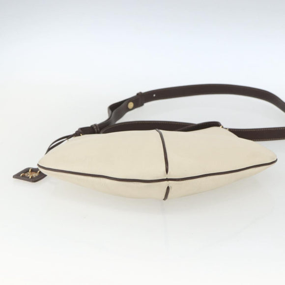 LOEWE Shoulder Bag Leather White Gold Auth 162858