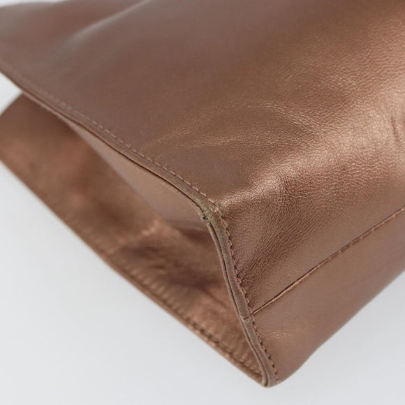 LOEWE Shoulder Bag Leather Brown Gold Auth 162859