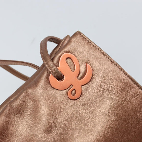 LOEWE Shoulder Bag Leather Brown Gold Auth 162859