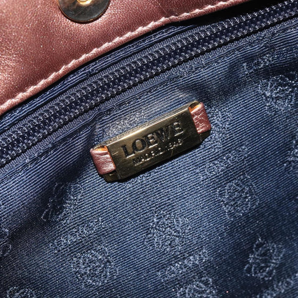 LOEWE Shoulder Bag Leather Brown Gold Auth 162859