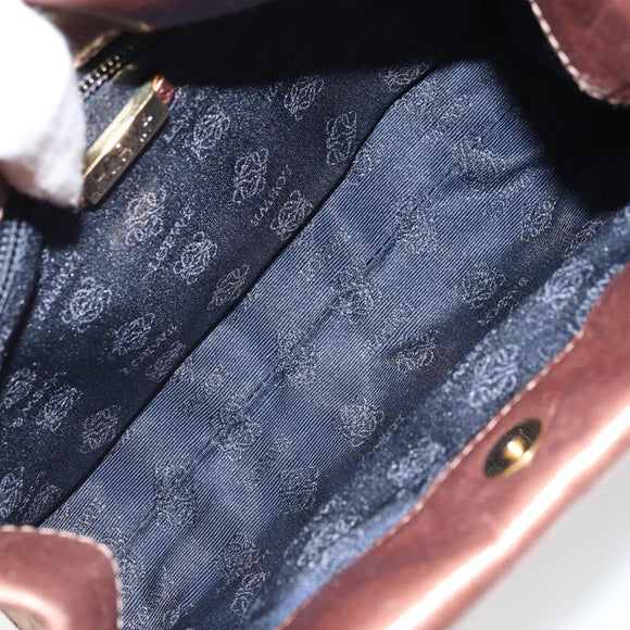 LOEWE Shoulder Bag Leather Brown Gold Auth 162859