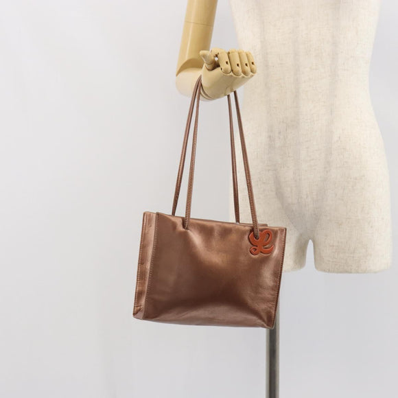LOEWE Shoulder Bag Leather Brown Gold Auth 162859