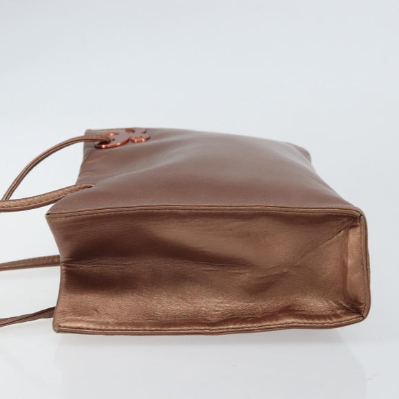 LOEWE Shoulder Bag Leather Brown Gold Auth 162859