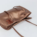 LOEWE Shoulder Bag Leather Brown Gold Auth 162859-6