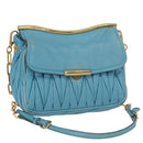 Miu Miu Chain Shoulder Bag Leather Blue Gold Auth 162860-1