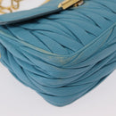 Miu Miu Chain Shoulder Bag Leather Blue Gold Auth 162860-10