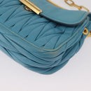 Miu Miu Chain Shoulder Bag Leather Blue Gold Auth 162860-11