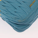 Miu Miu Chain Shoulder Bag Leather Blue Gold Auth 162860-12