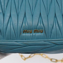 Miu Miu Chain Shoulder Bag Leather Blue Gold Auth 162860-14