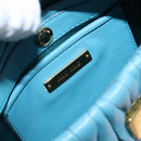 Miu Miu Chain Shoulder Bag Leather Blue Gold Auth 162860-17