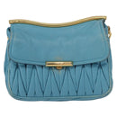 Miu Miu Chain Shoulder Bag Leather Blue Gold Auth 162860-2