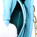 Miu Miu Chain Shoulder Bag Leather Blue Gold Auth 162860-21