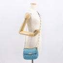Miu Miu Chain Shoulder Bag Leather Blue Gold Auth 162860-23