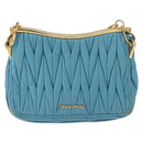 Miu Miu Chain Shoulder Bag Leather Blue Gold Auth 162860-3