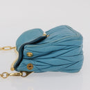 Miu Miu Chain Shoulder Bag Leather Blue Gold Auth 162860-5