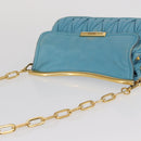 Miu Miu Chain Shoulder Bag Leather Blue Gold Auth 162860-6