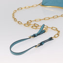 Miu Miu Chain Shoulder Bag Leather Blue Gold Auth 162860-7