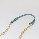 Miu Miu Chain Shoulder Bag Leather Blue Gold Auth 162860-8