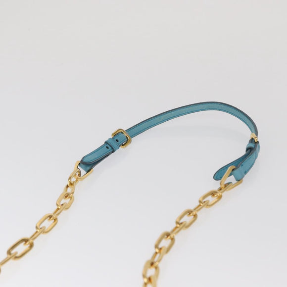 Miu Miu Chain Shoulder Bag Leather Blue Gold Auth 162860