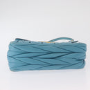 Miu Miu Chain Shoulder Bag Leather Blue Gold Auth 162860-9