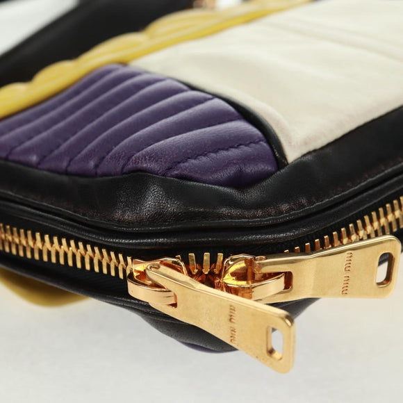 Miu Miu Chain Hand Bag Leather 2way Multicolor Gold Auth 162861V