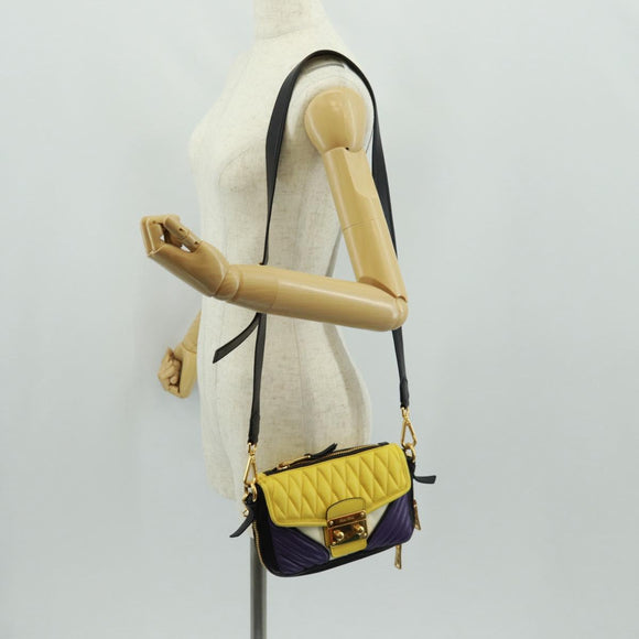 Miu Miu Chain Hand Bag Leather 2way Multicolor Gold Auth 162861V