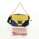 Miu Miu Chain Hand Bag Leather 2way Multicolor Gold Auth 162861V-29