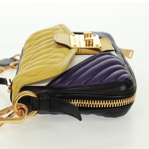 Miu Miu Chain Hand Bag Leather 2way Multicolor Gold Auth 162861V