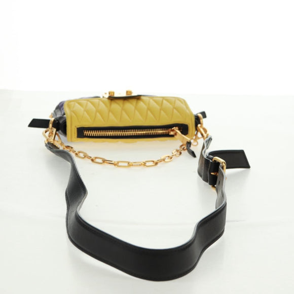 Miu Miu Chain Hand Bag Leather 2way Multicolor Gold Auth 162861V