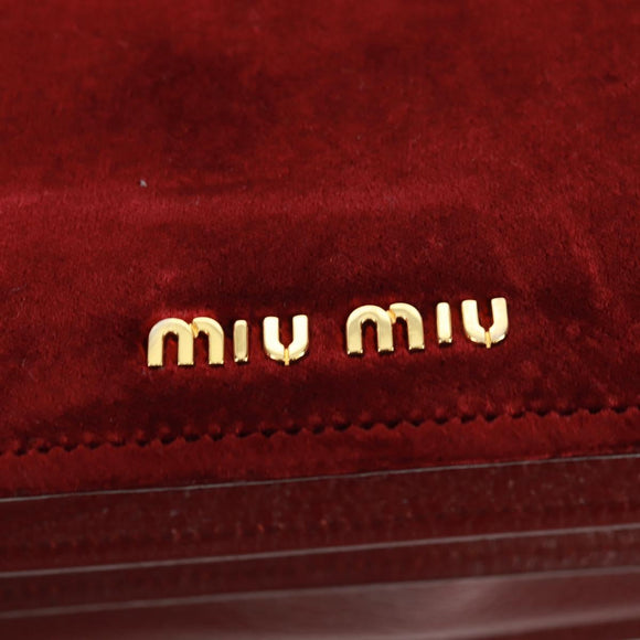 Miu Miu Hand Bag Velor 2way Red Gold Auth 162863SAV
