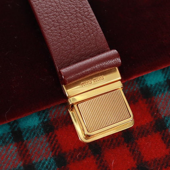 Miu Miu Hand Bag Velor 2way Red Gold Auth 162863SAV