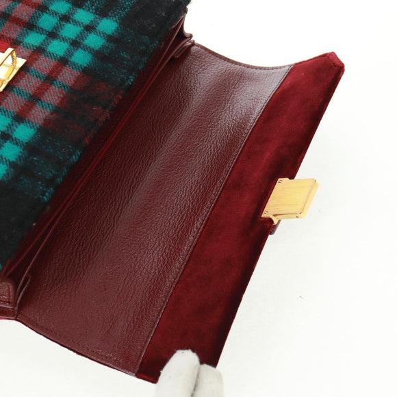 Miu Miu Hand Bag Velor 2way Red Gold Auth 162863SAV